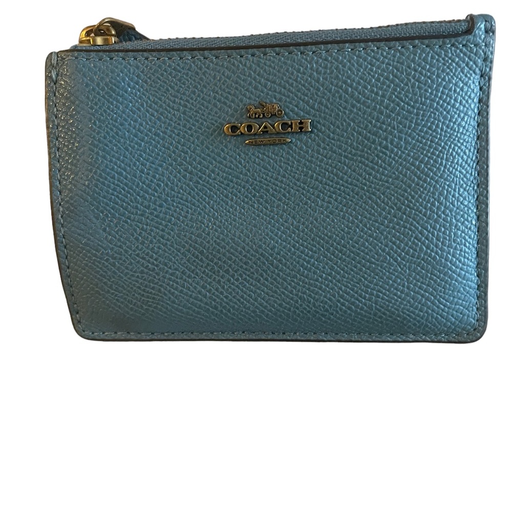 EUC sky blue coach card purse